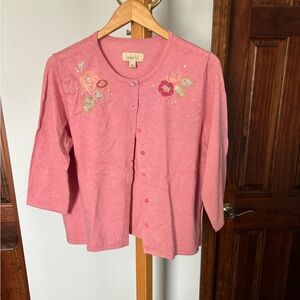 Pink 3/4 Sleeve Cardigan